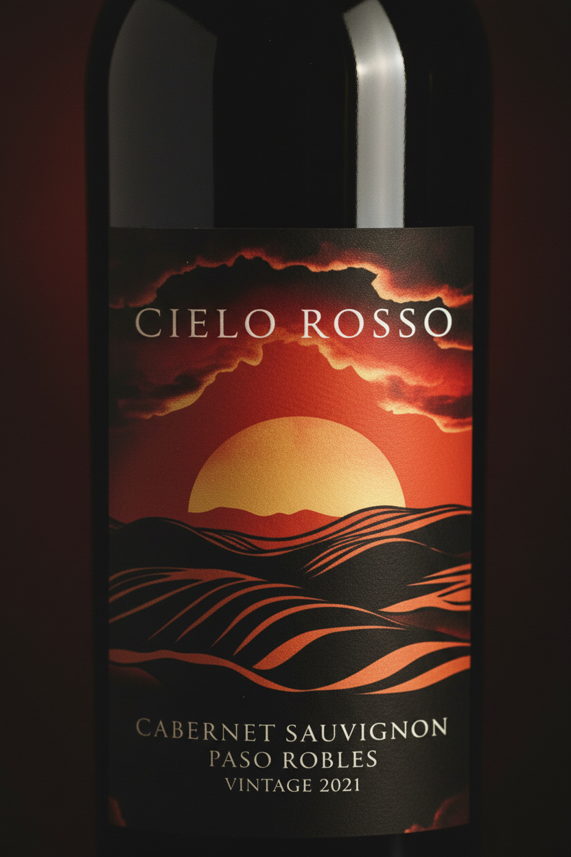 Cielo Rosso Label Close-up